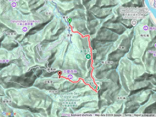 南投-溪頭_鳳凰北嶺_烏土堀_大魔王_金柑樹山_忘憂森林（有航點說明）預覽圖