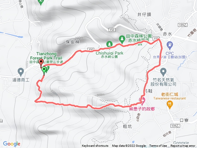 田中紅陵步道接北天宮-赤水步道下