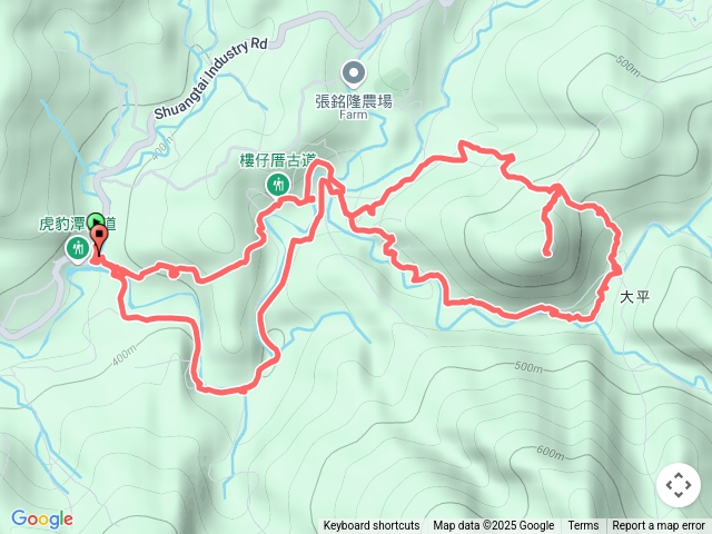 虎豹潭8字型 虎豹潭古道～大平山山腰古道～紅潭古道～樓仔厝古道～登大平山