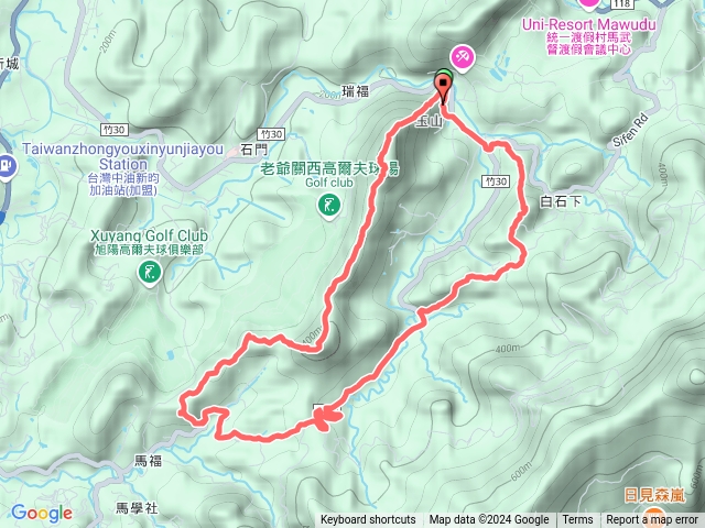 赤柯山>赤柯山南峰>東獅頭山>西獅頭山>馬福山>玉山>O形6連峰 ##關西玉山里太元宮起完登預覽圖