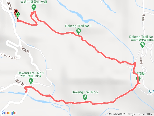 台中大坑1號步道上2號下到停車場（原路折返2上1下）