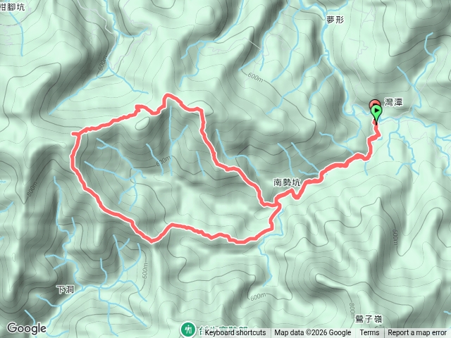 灣潭土地公廟-南勢坑古道-北宜古道-下洞山-頂河崙-灣潭竹子山-灣潭土地公廟