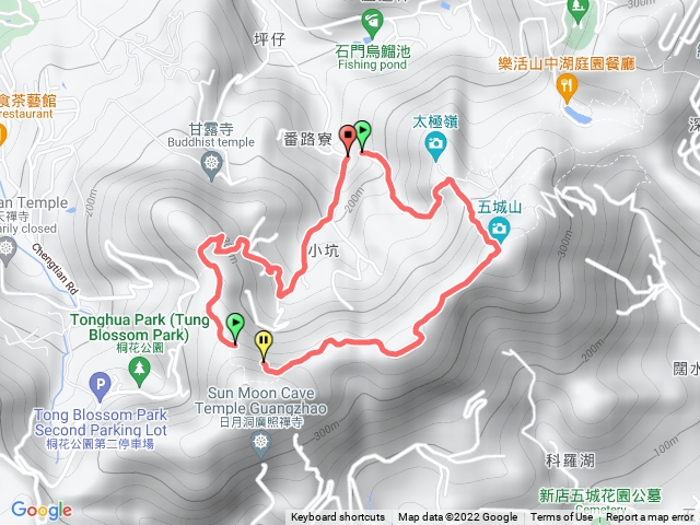 石門路70號步道入口-直上五城山-天上山縱走-天上山鞍部-甘露公園-產業道路-回70號步道入口