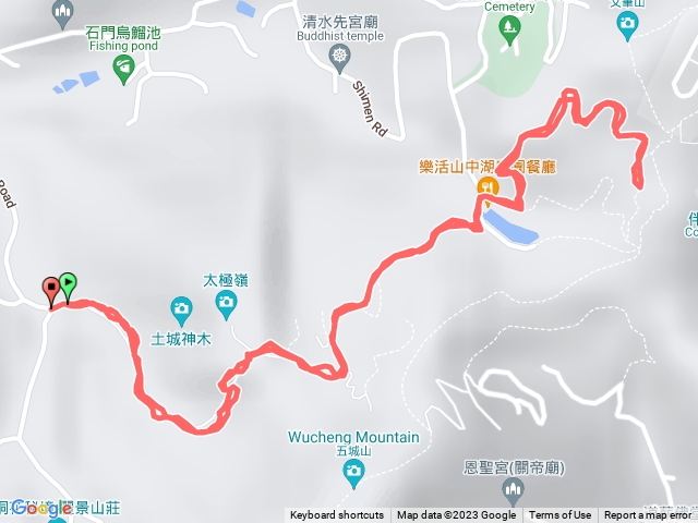 石門路70號登山口-直上山中湖-繞湖3分之2圈後原路折返回山中湖-原路返回70號登山口