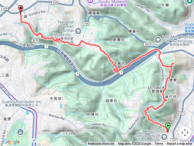 泰林縱走（泰山~瓊子湖山~瓊子湖山北~尖凍山~山腳頂山~新寮山~林口）
