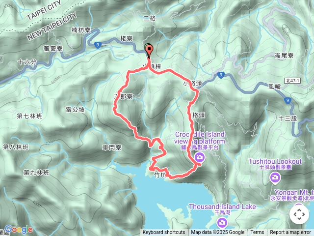 二格公園-雷公埤山(五郎寮山)-鱷魚島觀景台-小格頭獅頭山-二格公園預覽圖