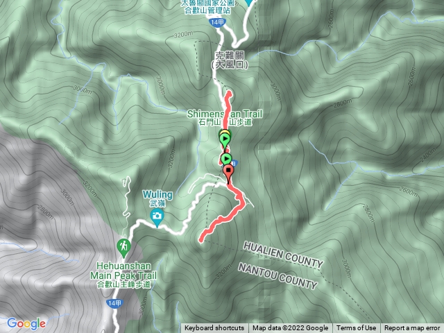 石門山>合歡尖山>合歡東峰