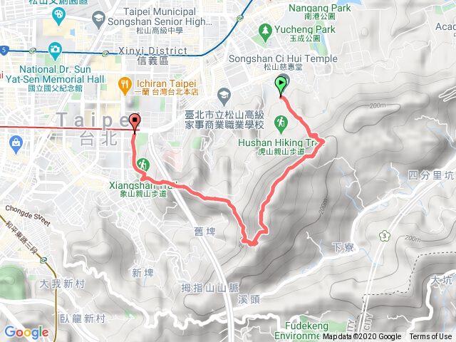 松山慈惠堂->象山捷運站