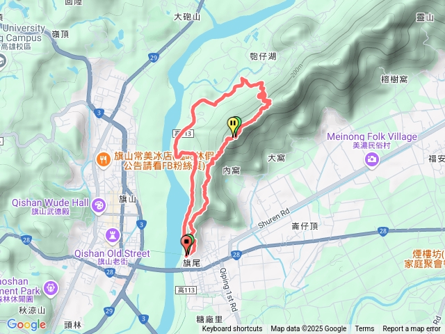 旗尾山一號登山口三元帥宮下山