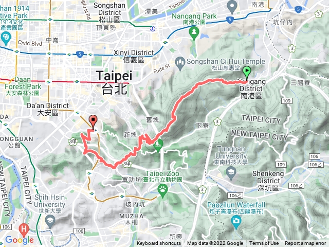 台北大縱走第六段(九五峰-拇指山-糶米古道-地公嶺步道-軍功山-中埔山-富陽生態公園至捷運麟光站)