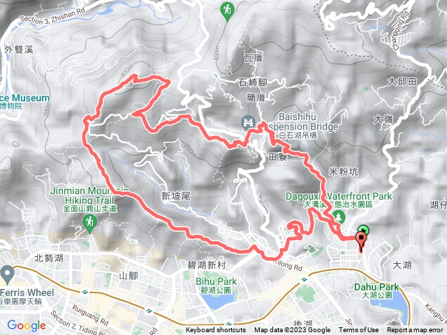 大溝溪步道-圓覺瀑布-圓覺尖-忠勇山-大崙尾山-金面山-新坡尾山