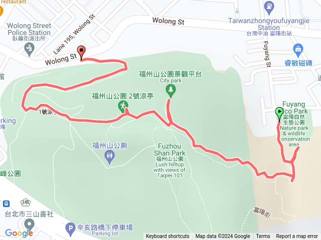 富陽生態公園-3號、2號、1號涼亭-福州山公園臥龍街登山口