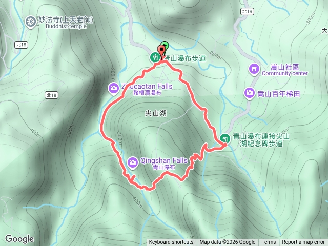 青山瀑布、尖山湖步道O走預覽圖