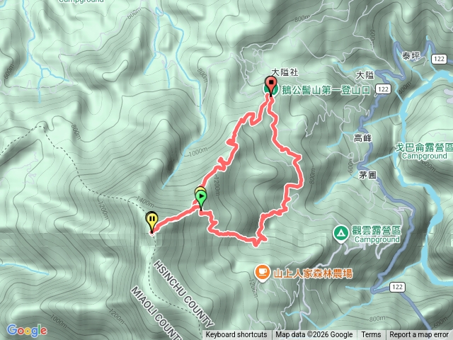 鵝公髻山第一登山口東北峰血藤瀑布O型走