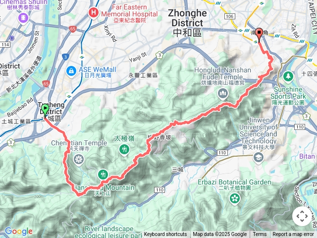 天上山縱走（永寧捷運站→南勢角捷運站-單線縱走）