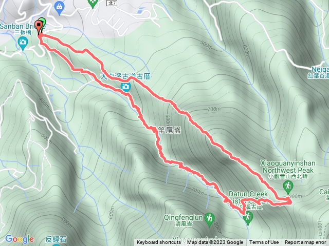 竿尾崙古道、小觀音山西北峰、大屯溪古道O型預覽圖