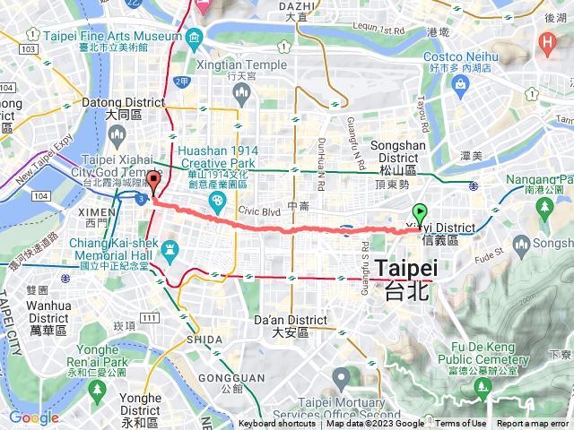 市府站到台北車站