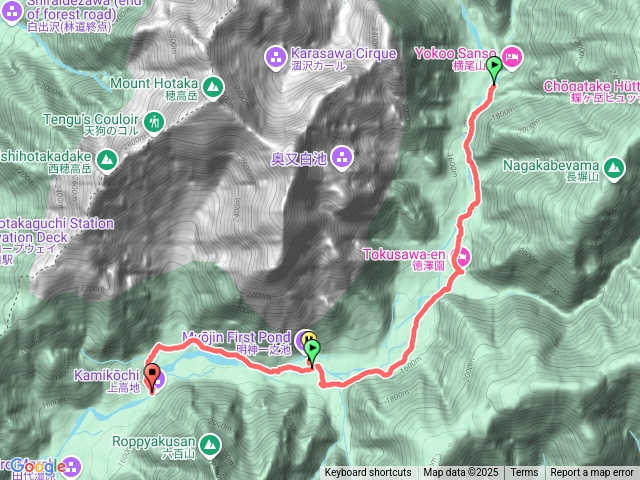 橫尾山莊到上高地