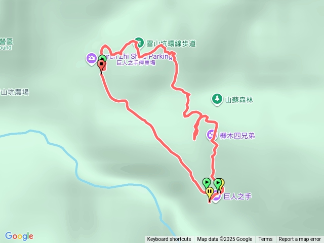 雪山坑登山A出發B平面道路回