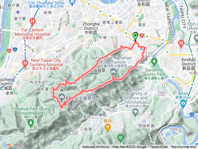 南勢角站>外挖子山>南勢角山>五尖山>文筆山>大尖山O型