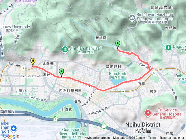 內湖路三段(護國延平宮)到一段(北安路)