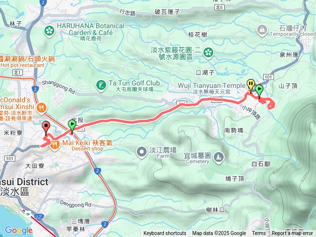 輕軌淡金北新站到天元宮腳踏車