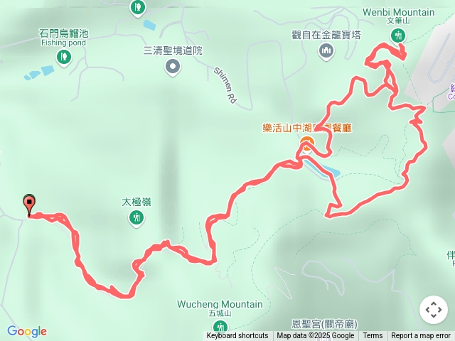 石門路70號登山口-直上山中湖-再直上文山三角點-將軍嶺-繞湖一大圈後回山中湖-原路返回70號登山口預覽圖