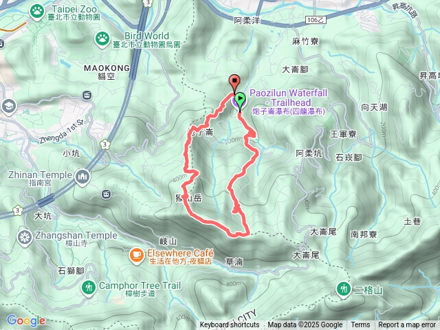 深坑區炮子崙瀑布+茶山古道(林家草厝)+猴山岳+炮子崙步道O型預覽圖