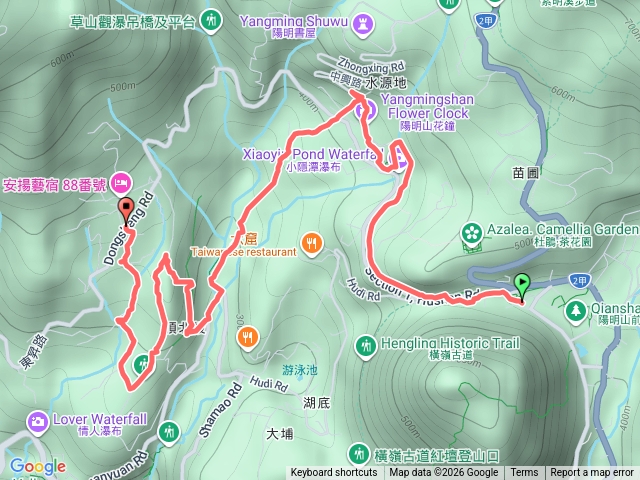 陽明山湖山綠地-花鐘-陽峰古道-十八挖圳櫻花林-風尾站