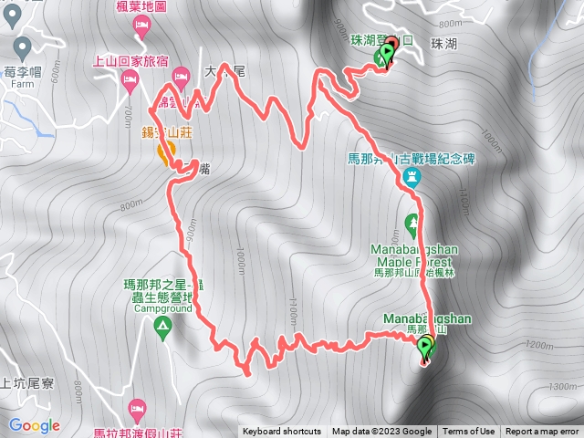 馬那邦山珠湖登山口・夢之谷・上湖登山口O型