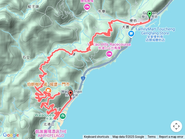 2025-04-14龜山車站兩真宮百合陵園岩藏山石硿古道火滿寮山金車咖啡館外澳車站