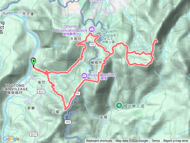 金字碑古道、燦光寮山、大粗坑步道環狀預覽圖