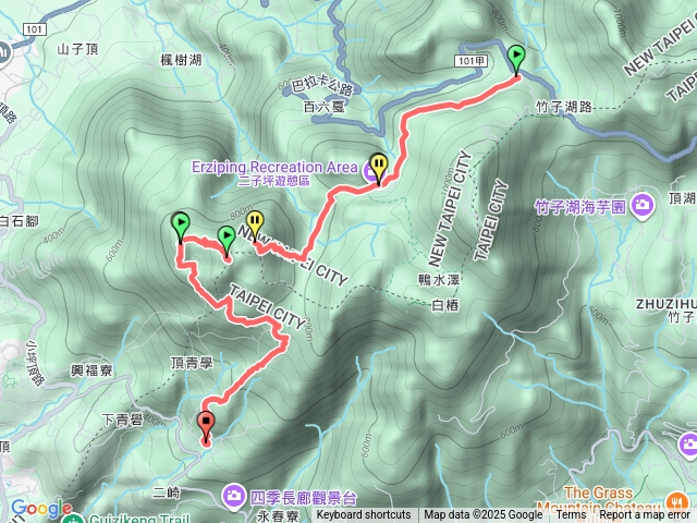 二子坪→面天山→向天池山→向天池→清天宮
