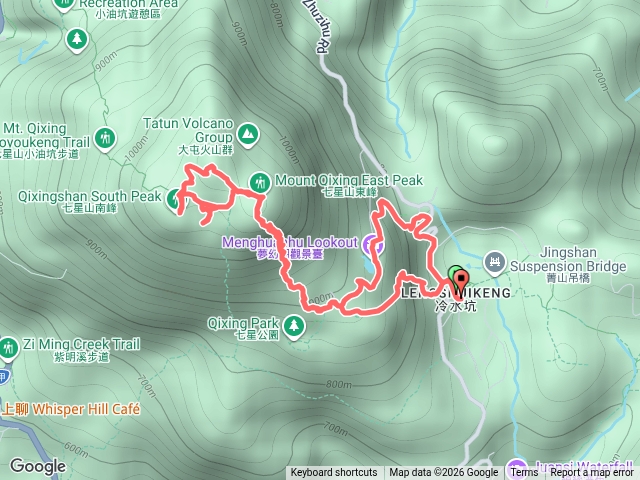 冷水坑、七星山東峰、主峰、南峰、凱達格蘭山、夢幻湖P型預覽圖