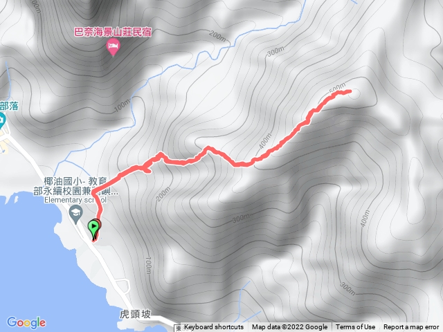 蘭嶼紅頭山(2022-04-26)-椰油國小(佳佳租機車對面登山口)原路來回-路點標註