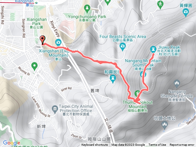 象山、拇指山、南港山、九五峰