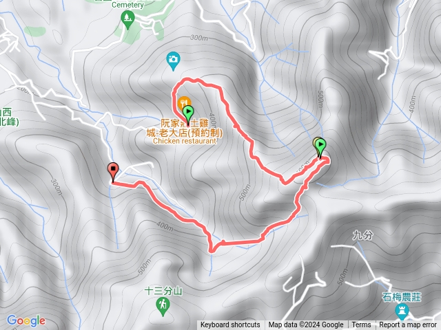 大溪金面山，三上一下
