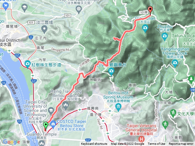 台北大縱走第一段  關渡至二子坪(含面天山)