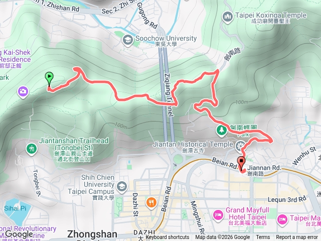 劍潭山（通北街口）往文間山到劍南路預覽圖