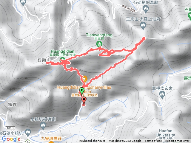 220405皇帝殿東西峰O形路線 東峰(小粗坑)登山口→天王廟→皇帝殿西峰→天王峰→皇帝殿東峰→東峰(小粗坑)登山口