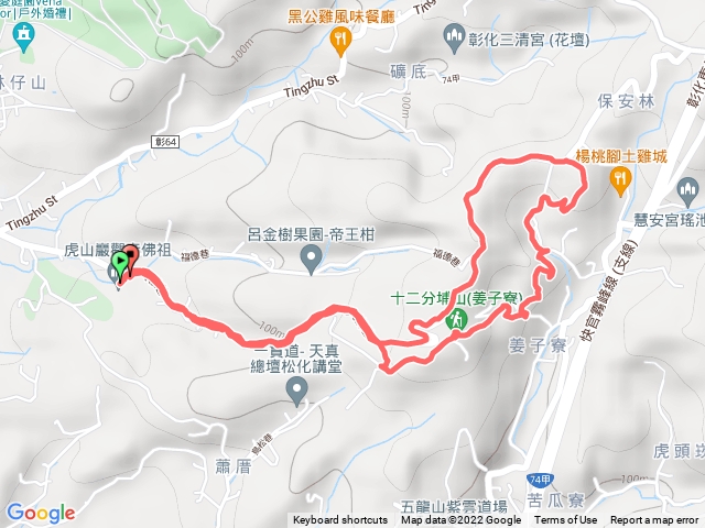 彰化花壇_大嶺巷步道登十二分埔山_虎山巖O型來回路線