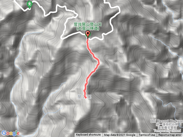 2021/08/19 屋我尾山北登山口進（大雪山林道31.3k)