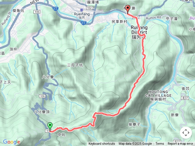 20250419瑞芳-動物之家站-八分寮頂砲台-八分寮古道-蛇子形古道-蛇子形基石-柑坪里站
