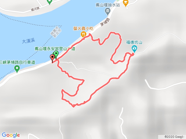 茅埔路永安宮登山口→彩虹岩壁→福德坑山O型