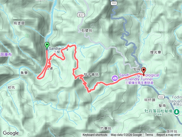 三貂嶺車站-百靈步道-夢幻瀑布-頂坑山-尪子崙坑-牡丹車站