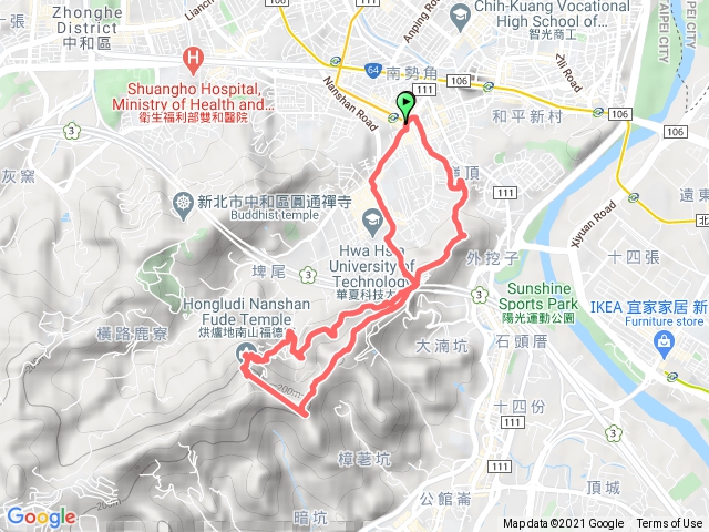 外挖子山、烘爐地南山福德宮、鴛鴦亭、南勢角捷運站