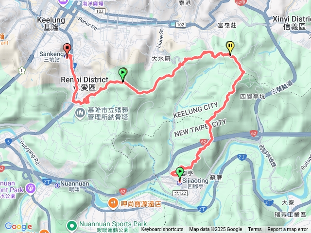 四腳亭、大埔坑山、月眉山砲台、長命山、紅淡山、三坑