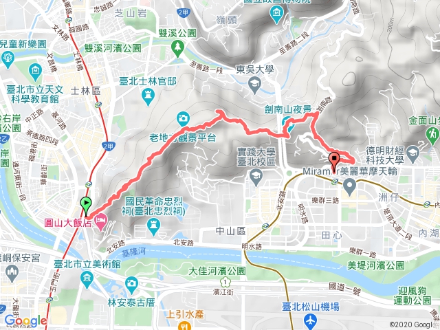 捷運劍潭站-劍潭山-老地方-文間山-劍南路 2020-07-30
