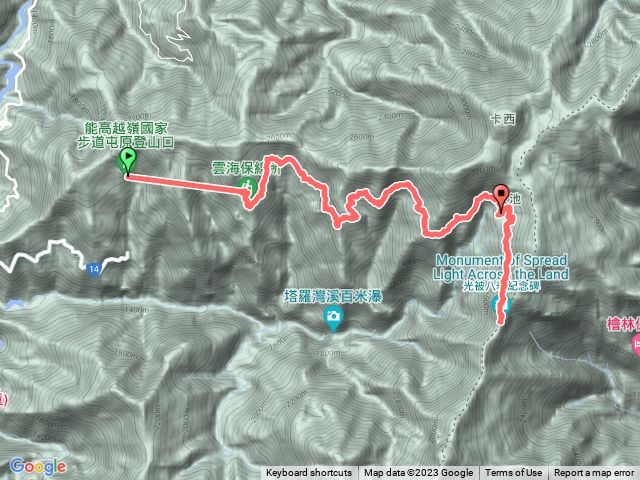 屯原登山口—天池山莊—光被八表碑