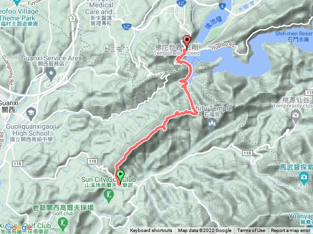 2022-11-15 高甫連走石門水庫─統一健康世界→大石壁→觀景點→高甫山→彩和山→電塔→油井窩山→漢威亭→石門水庫依山閣